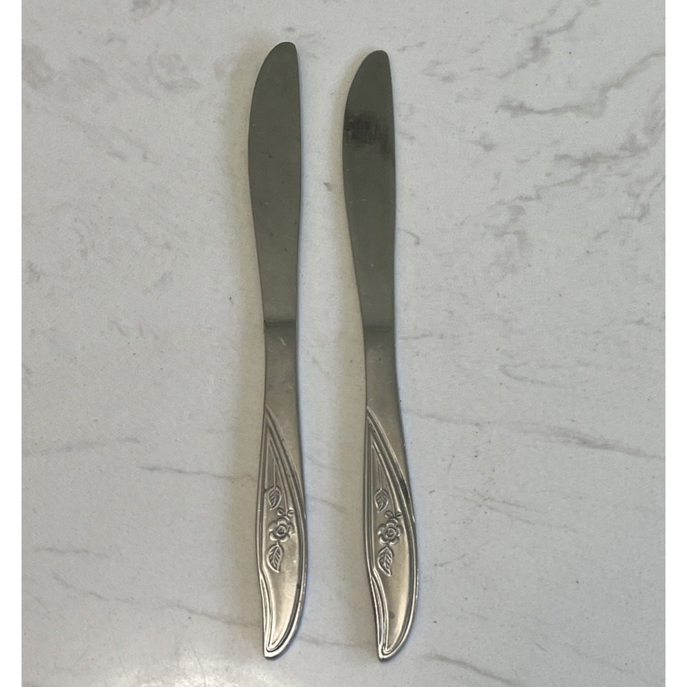 UTICA‎ Stainless Steel Flatware Cameo Rose Oval Butter Knife USA 2